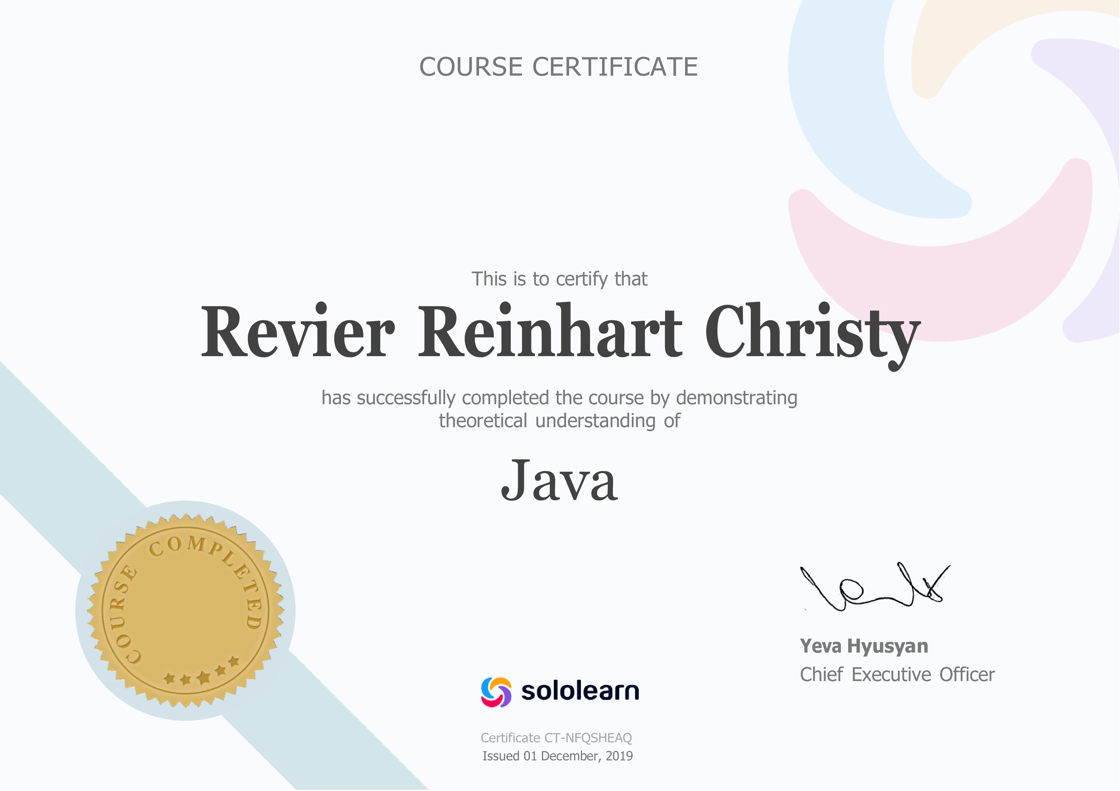 Java Sololearn Certificate